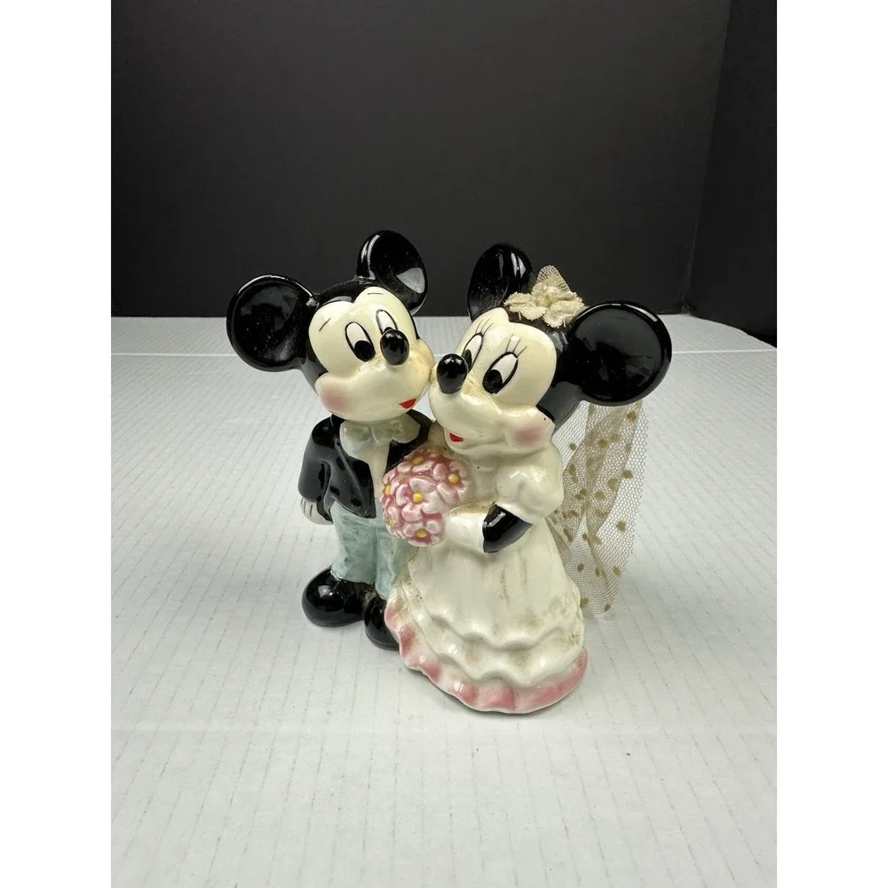 VTG Gift Mickey & Minnie Mouse Disney Bride Groom Wedding Cake Topper Figurine